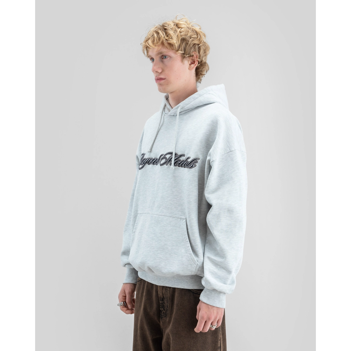 Hoodie, Pullover, Kapuze, Graues Sweatshirt, Kängurutasche, Hoodie, Grau, Pullover, Kangaroovest, Glitzer-Logo