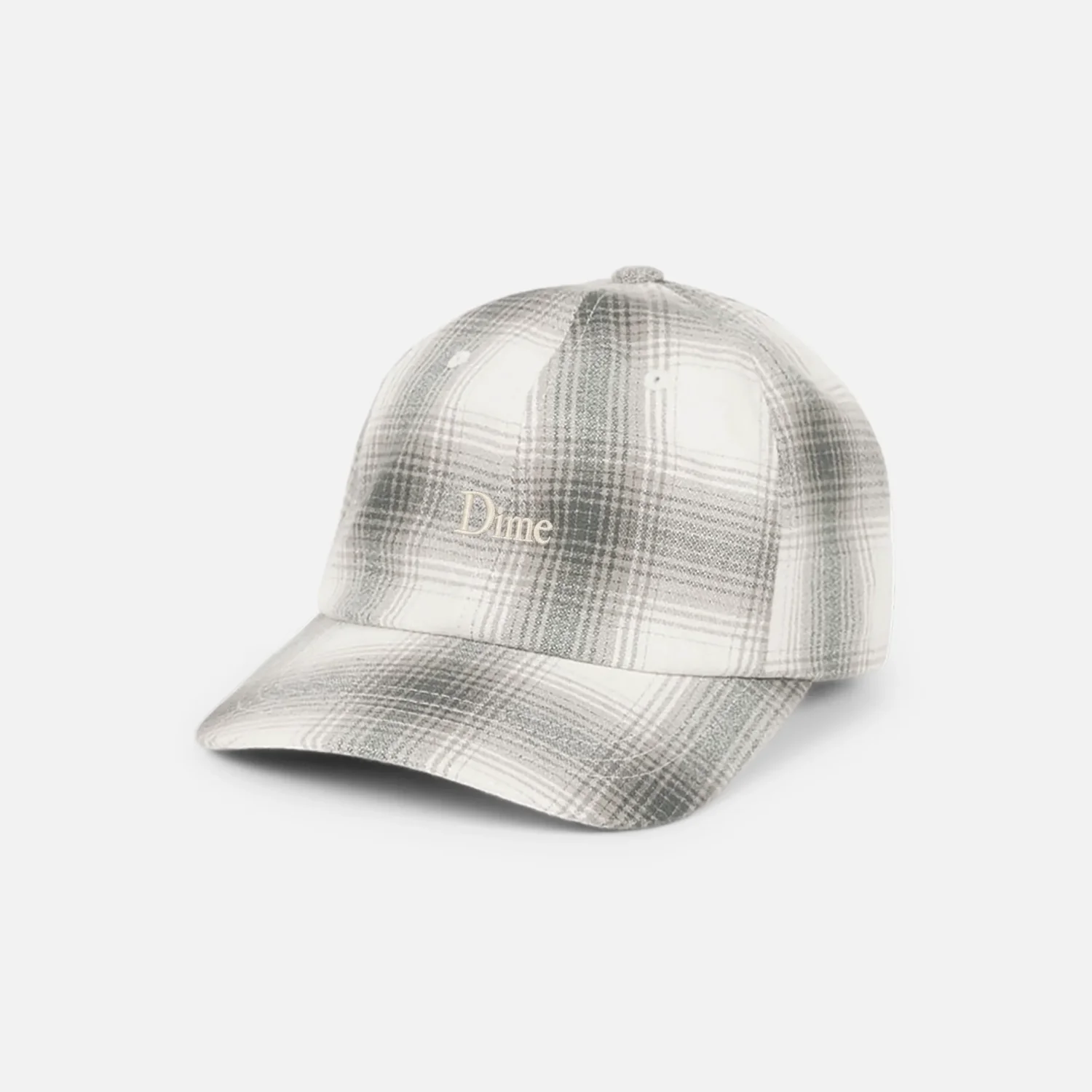 Casquette de baseball, motif à carreaux, gris et blanc, visière courbée