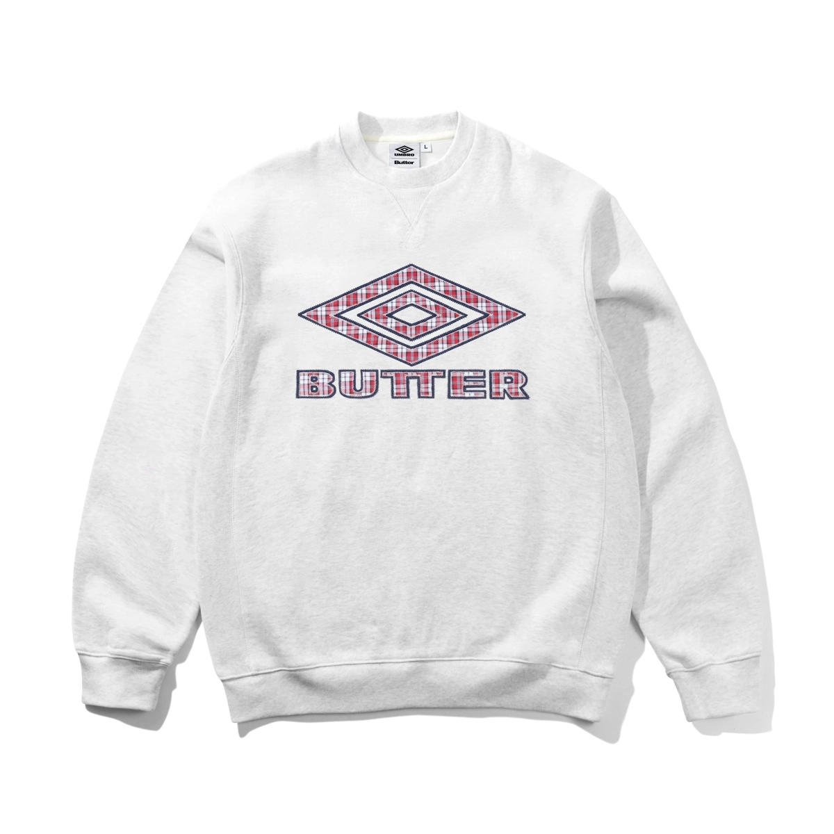 Diamond Applique Crewneck hoodie, sweatshirt, logo, plaid, white, Sweatshirt, Graphic, Logo, Plaid, White