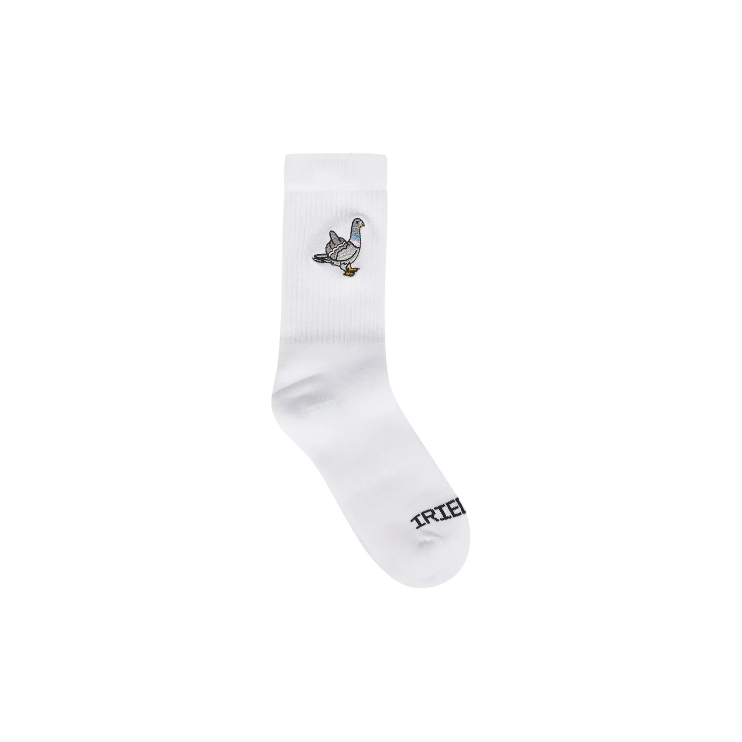 Pigeon Finger Socks Socken, weiß, Rippstrick, Gänsemotiv, Stickerei
