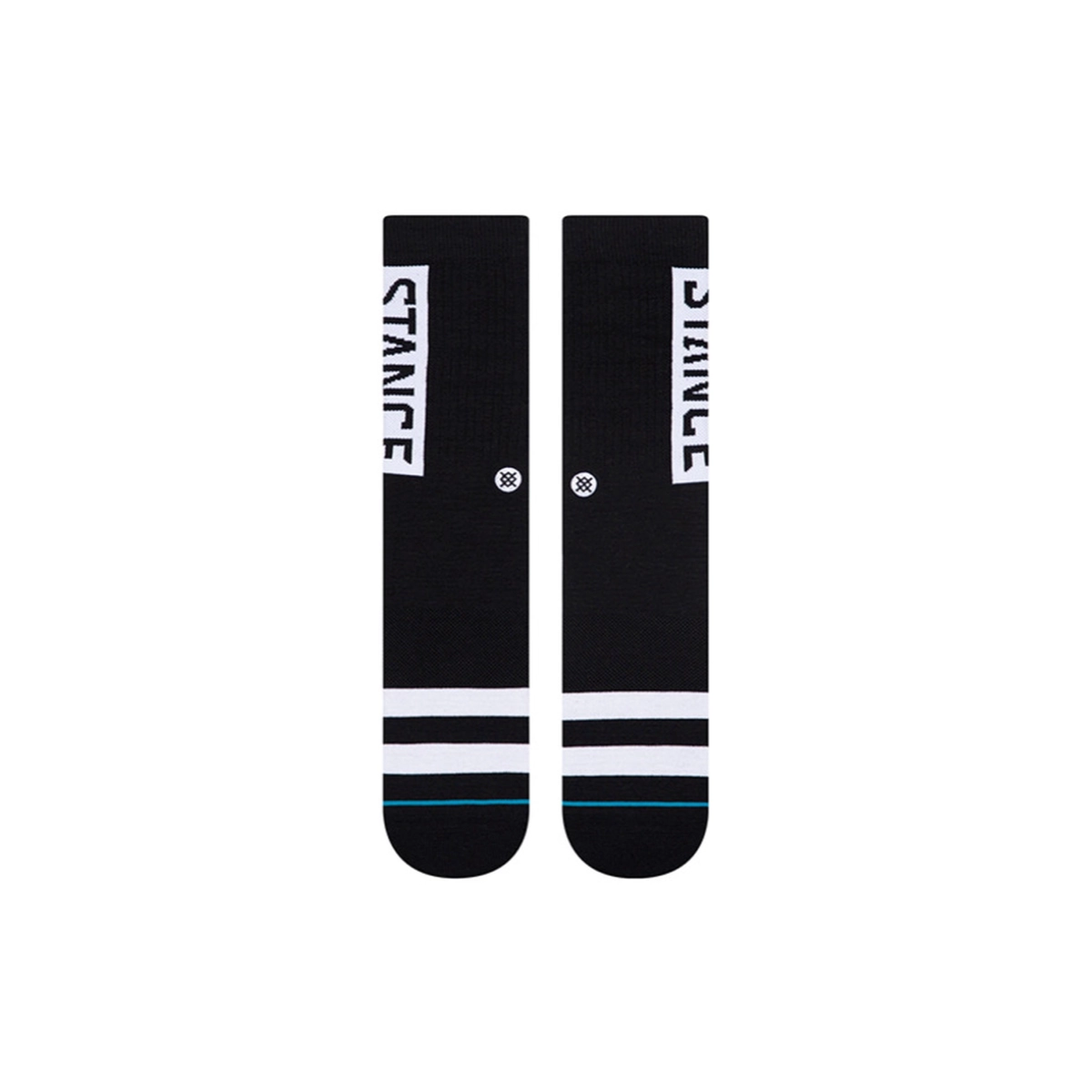 Og Chaussettes, longueur cheville, noires, rayées, bande avec logo