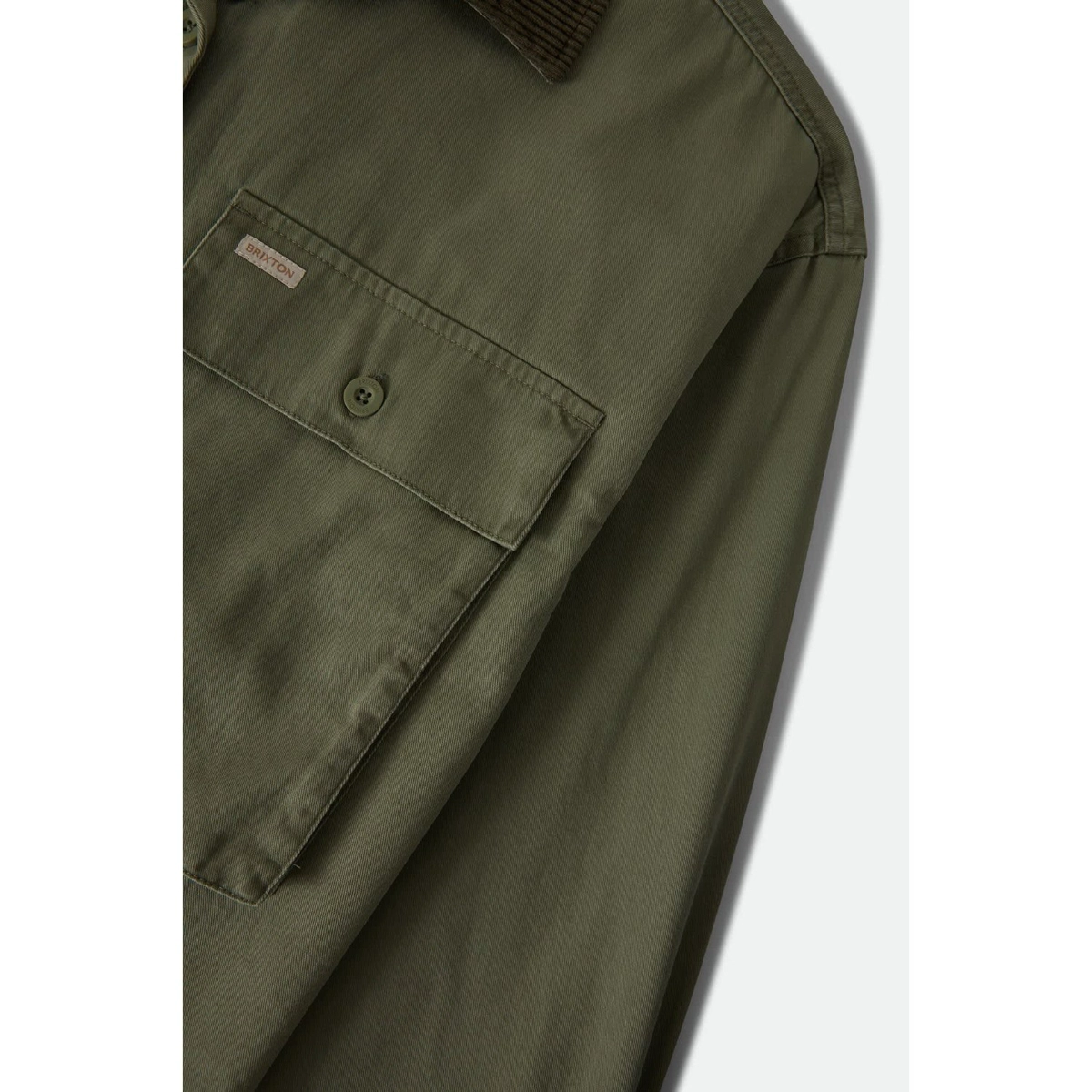 Chemise cargo, vert olive, poche, bouton, surpiqûre, kaki, poche, cargo, bouton, mélange de coton