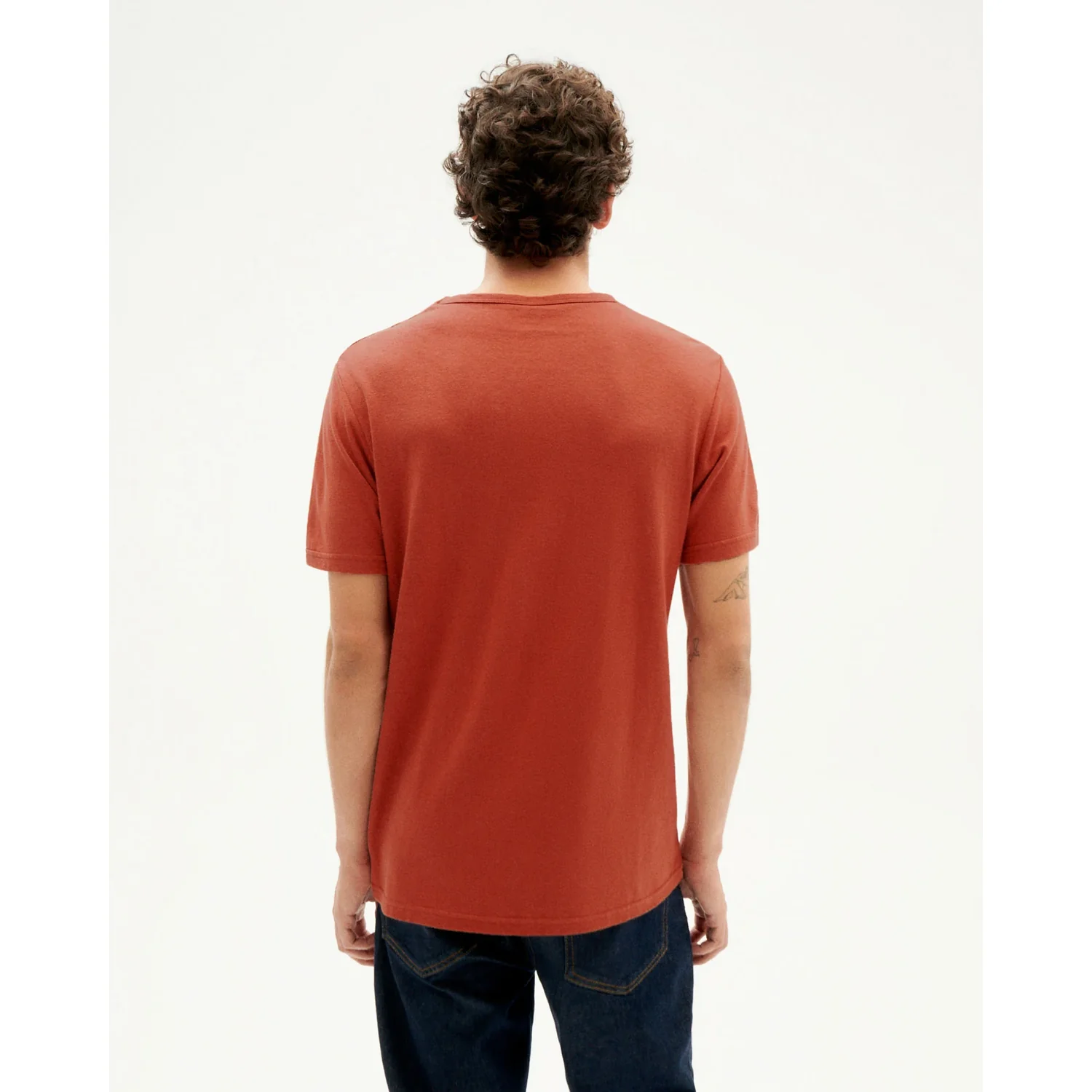 Herren-T-Shirt, Kurzarm, Rundhalsausschnitt, Rostrot, Einfarbig