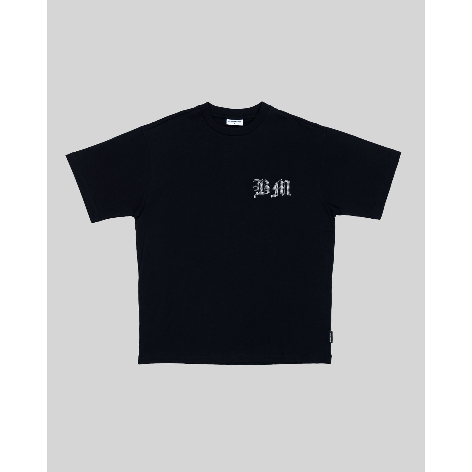 T-shirt, noir, manches courtes, inscription, logo