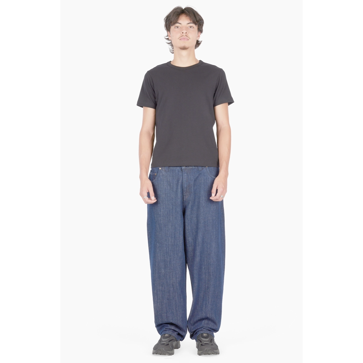 T-shirt, short, noir, coton, décontracté, t-shirt à manches courtes, couleur unie, gris foncé, pantalon à jambes larges
