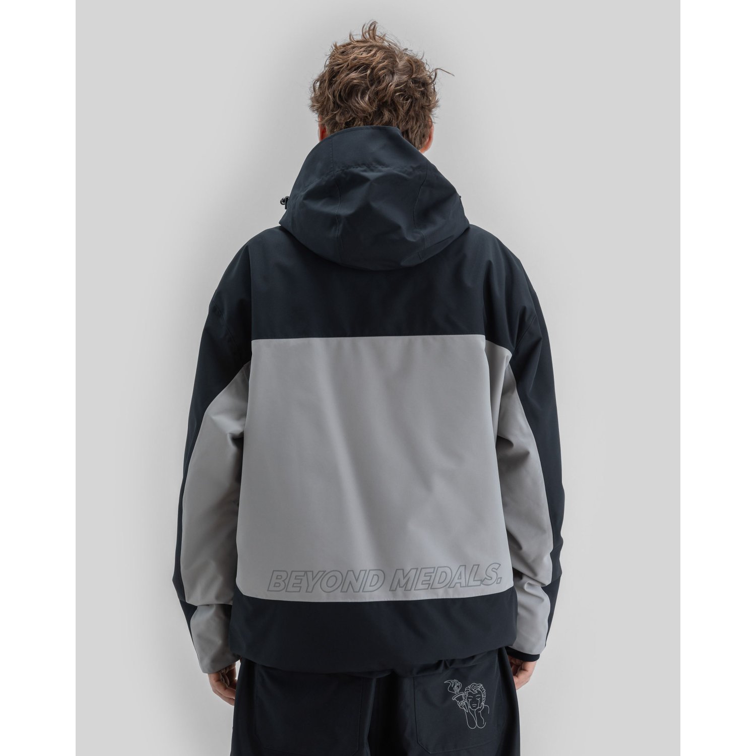 jacket, hooded, color block, windbreaker, back view