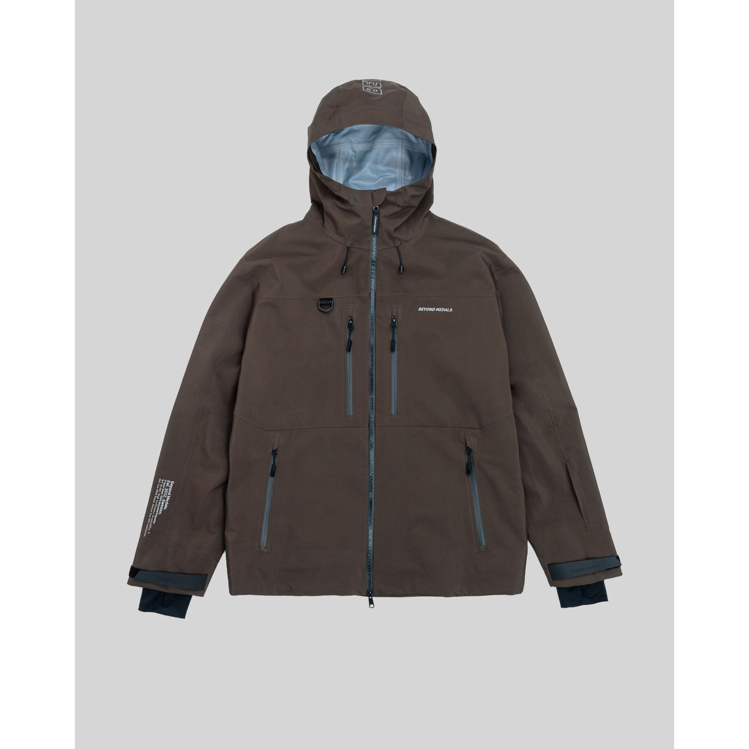 Hardshell-Jacke, Regenjacke, Braune Jacke, Hoodie-hood, Reißverschlusselemente