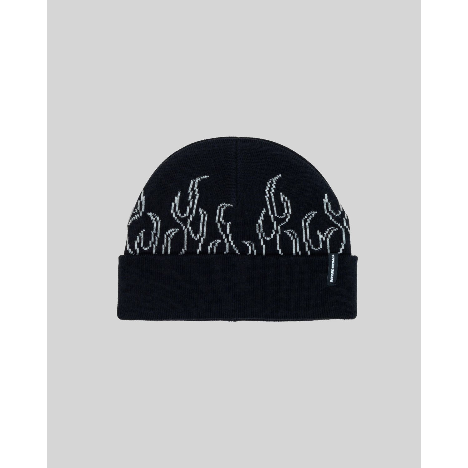 Bonnet, beanie, bleu foncé, à motifs