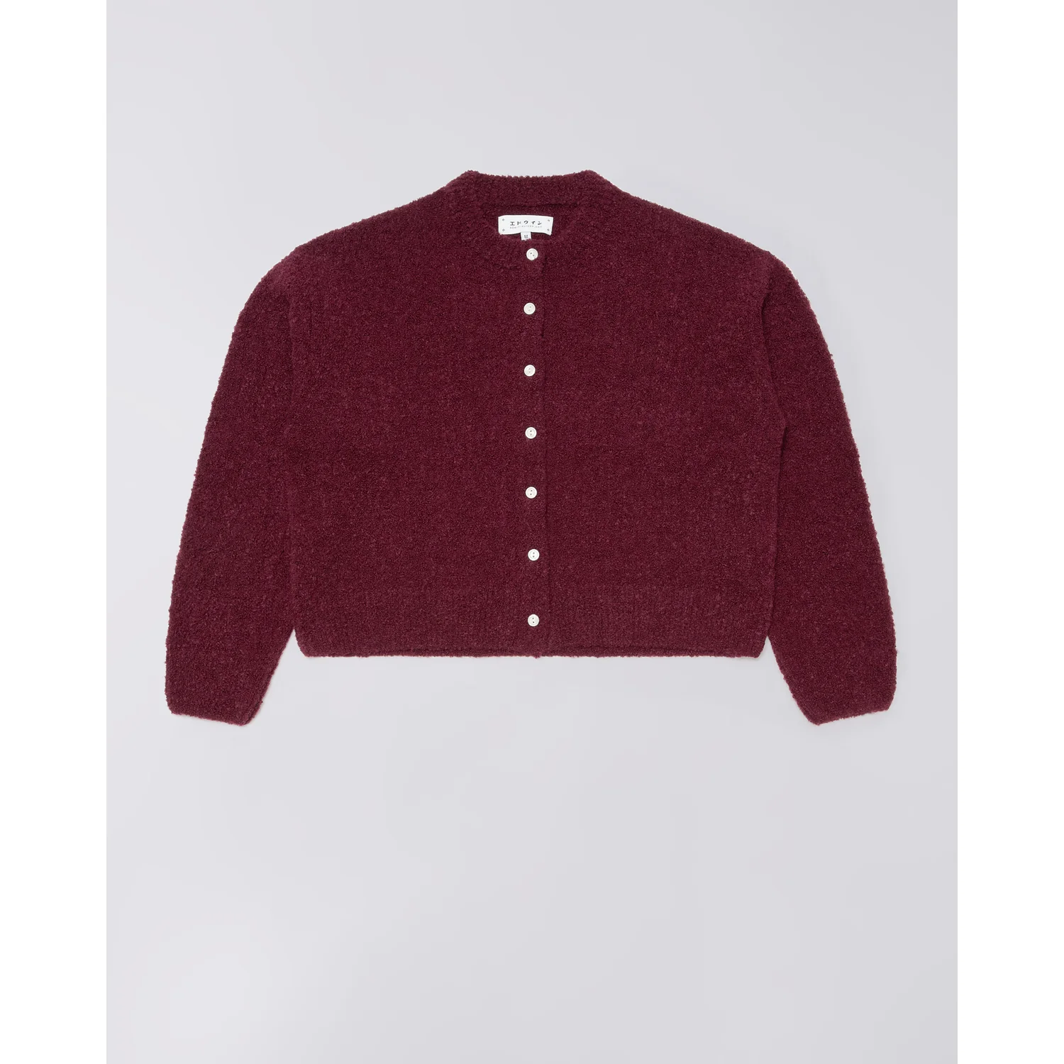 Strickjacke, Bordeauxrot, Rundhalsausschnitt, Knopfleiste, Langarm