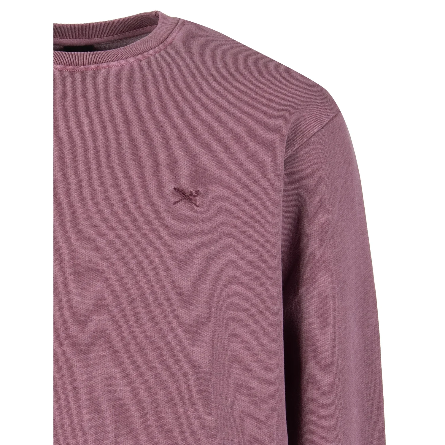 Sweat-shirt, col rond, manches longues, vieux rose, broderie sur la poitrine