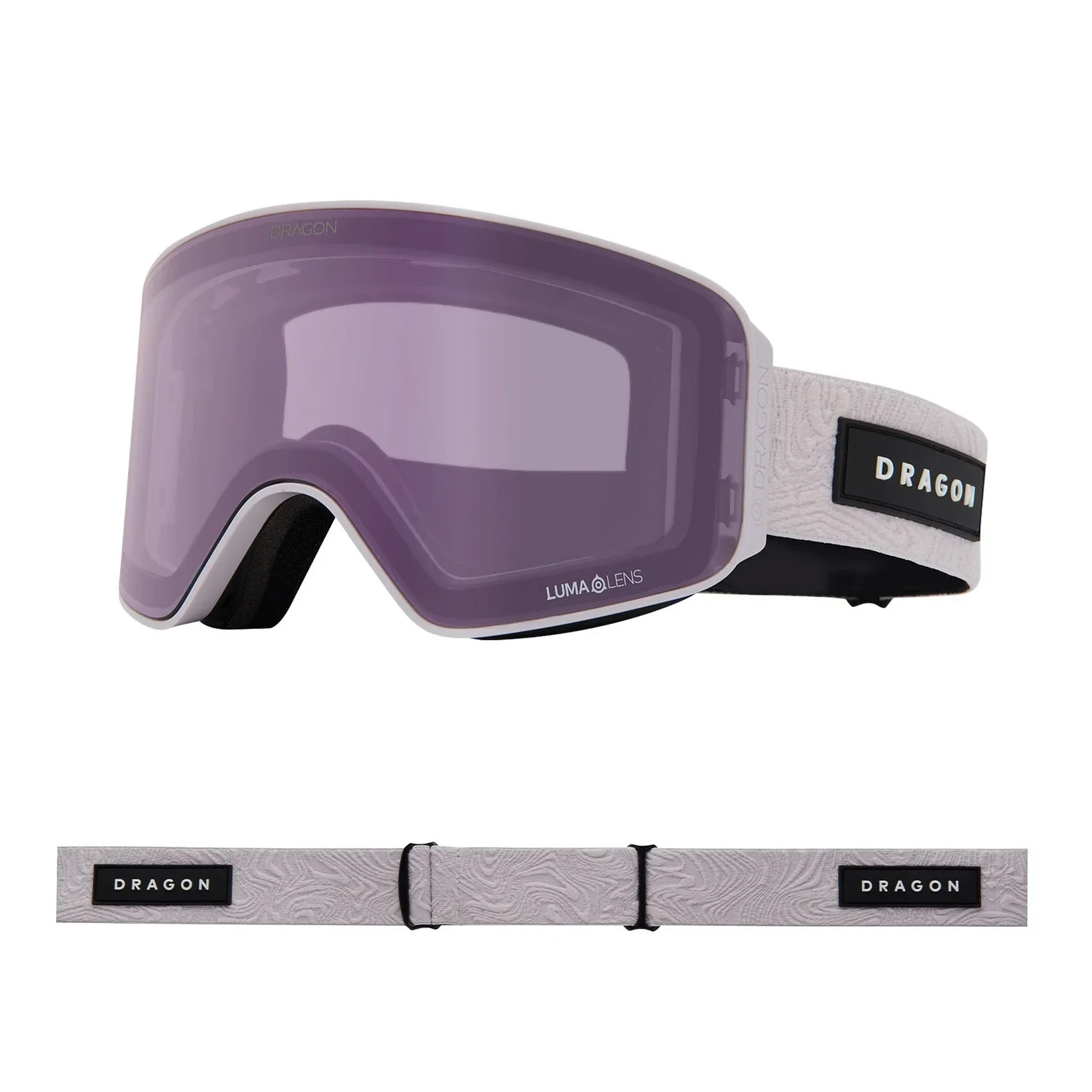 NFX Mag OTG Skibrille, violette Scheibe, weißes Band, verspiegelte Scheibe, verstellbares Band