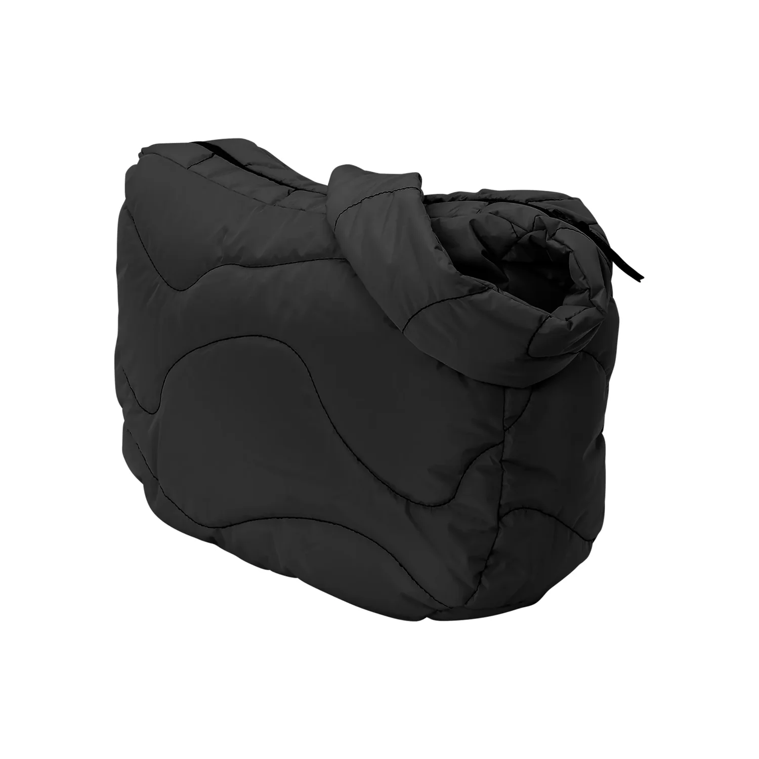 Schwarze Tasche, Gepolstert, Textil, Schulterriemen