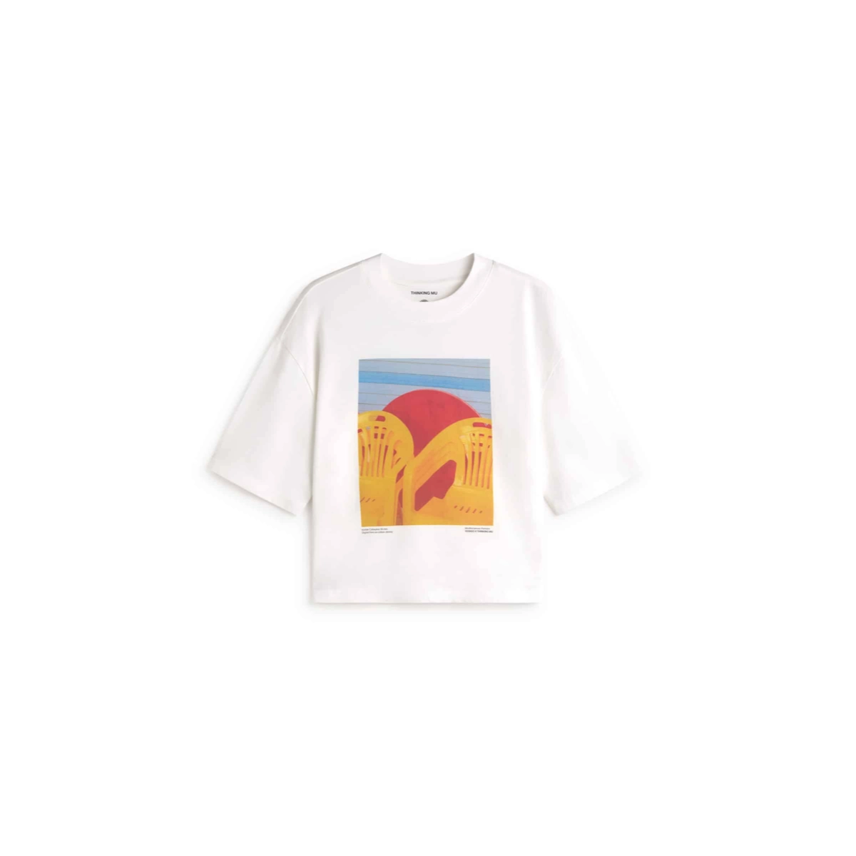 Lena Tee Yosigo Chair T-Shirt, Graphic print, White, Short sleeve, Beach motif, tshirt, grafiktee, weiß, kurzarm, casual
