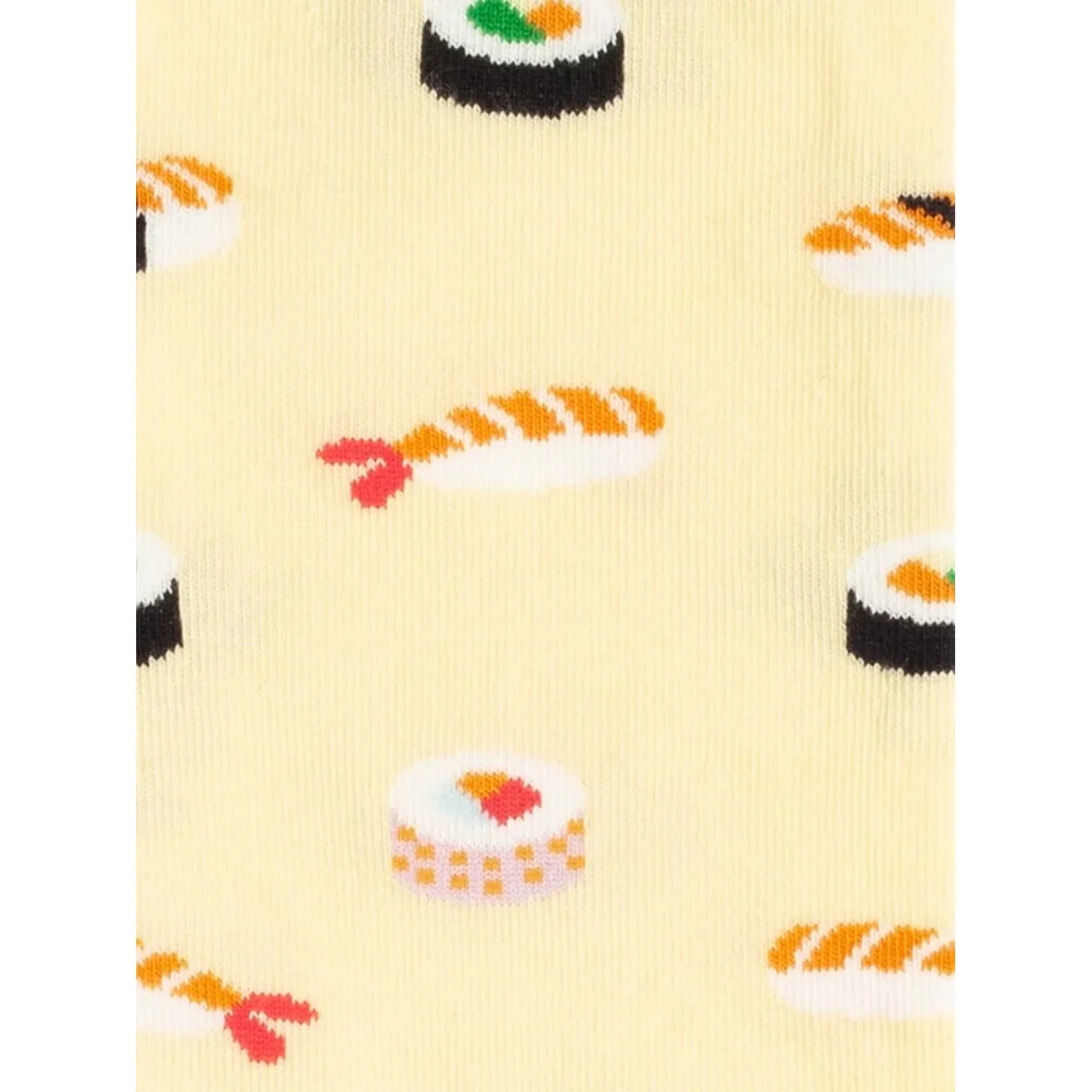 Chaussettes, couleur crème, motif sushi, tricot en coton