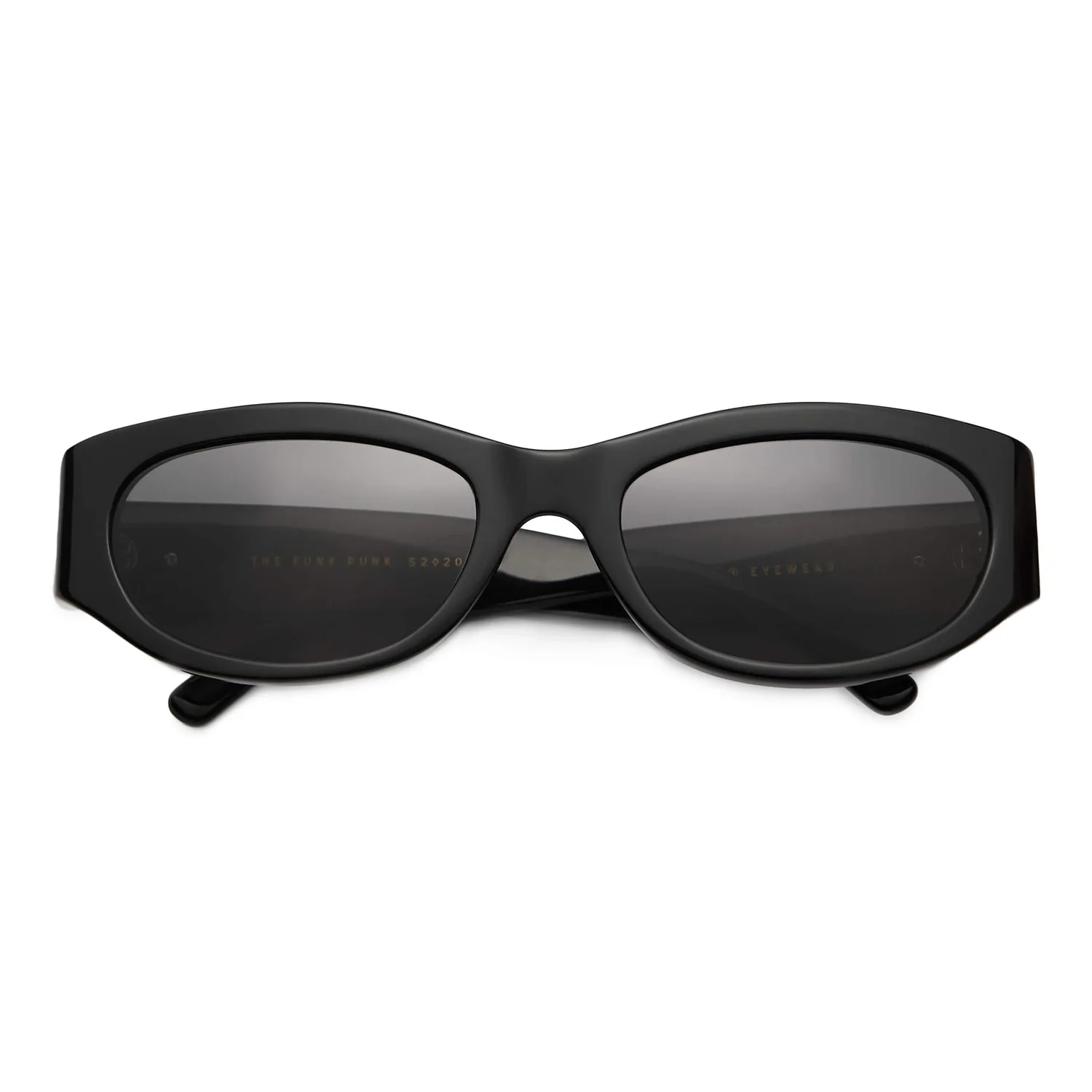 Sonnenbrille, schwarzes Gestell, dunkle Gläser, ovale Gläser, Kunststoffgestell
