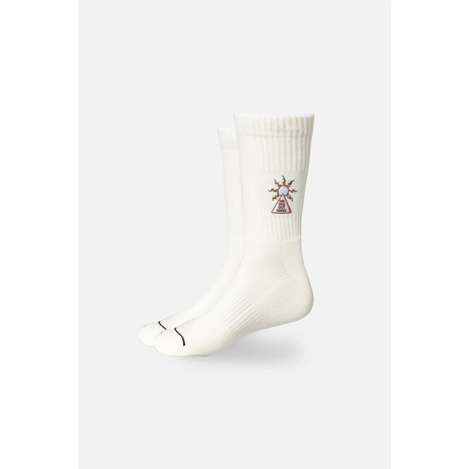 Socken, Cremeweiß, Rippstrick, Knöchellang, Besticktes Motiv