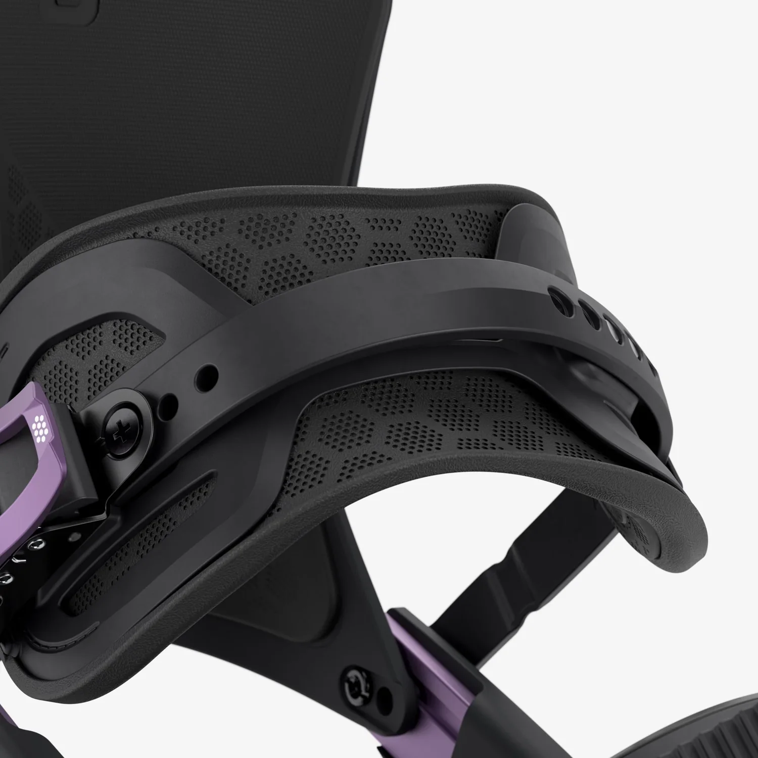 Neo Snowboardbindung, schwarz-lila, Perforierte Riemen, Ratschenverschluss