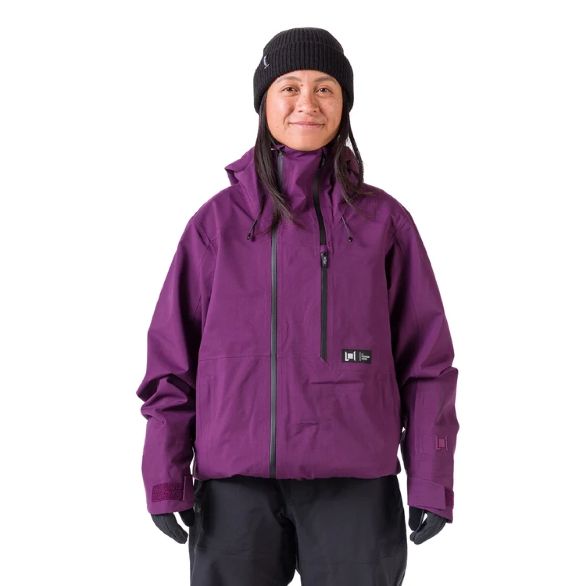 Veste, veste d'hiver, violette, capuche, poche zippée, veste d'hiver, veste violette, fermeture éclair, capuche, motif à blocs de couleur