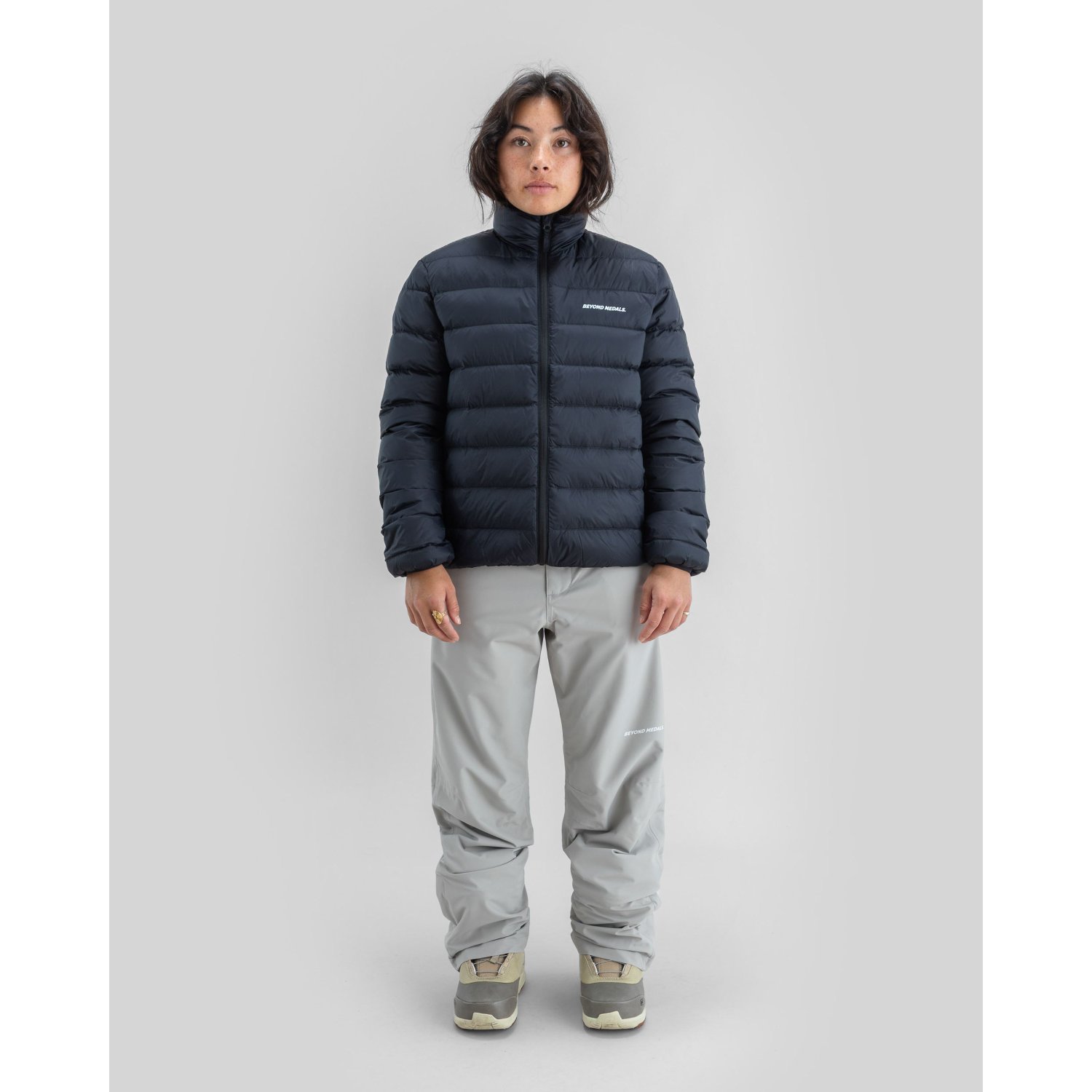Pufferjacke, Daunenjacke, Marineblau, Reißverschluss vorne, Klarer Reißverschluss