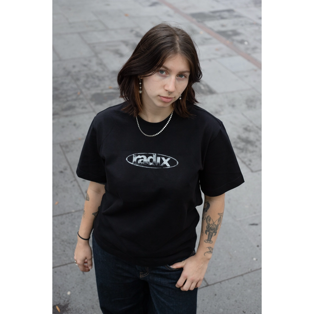 T-Shirt, Schwarz, Crewneck, Logo, Tattoo