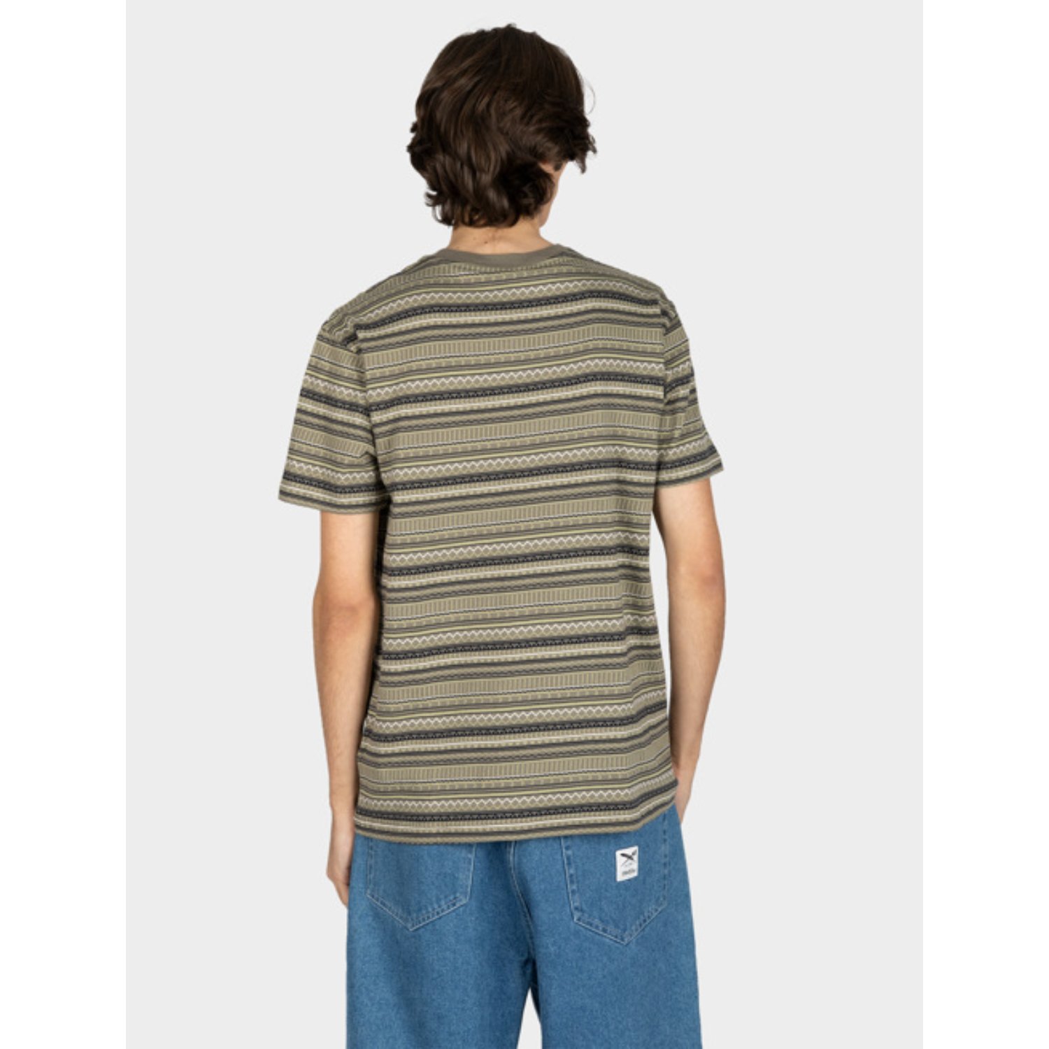 Chop Chop Tee T-shirt, rayures, manches courtes, coton, beige-vert