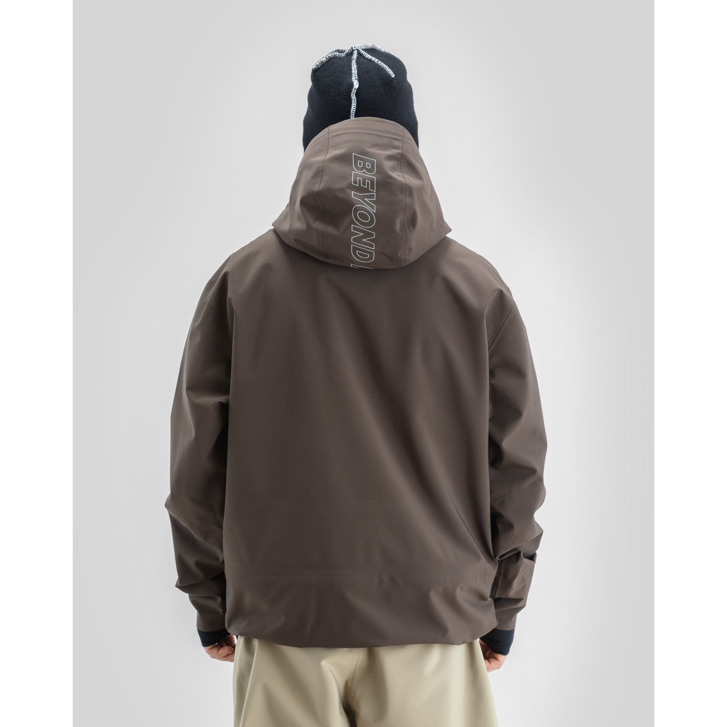 Hoodie, Windbreaker, Taupe, Hood, Rückansicht