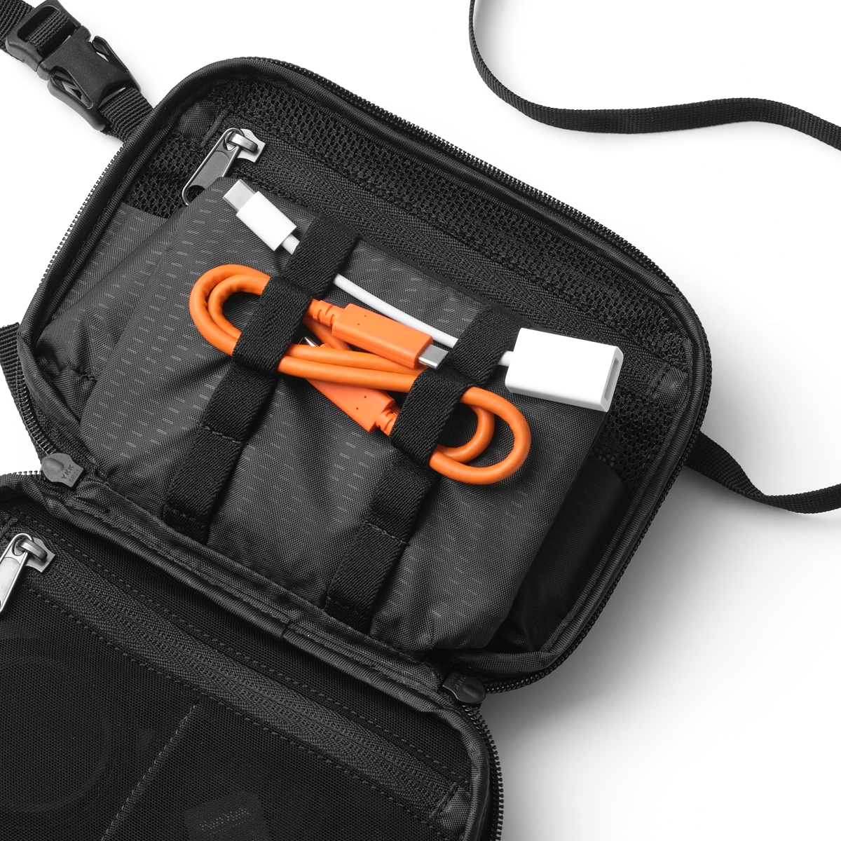 Tasche, Schnelllade-Adapter, Kabel-Organizer, USB-C-Kabel, Orange Kabel