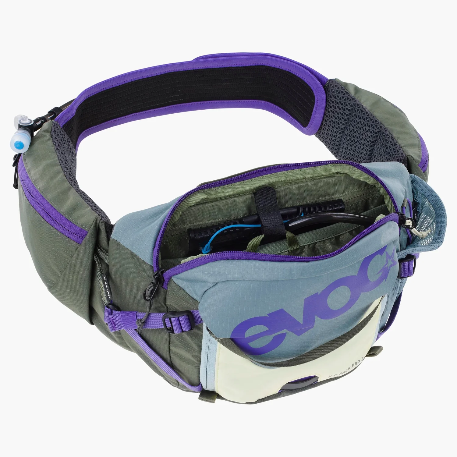 Hip Pack Pro 3L Trinkgürtel, Hüfttasche, Trinkschlauch, Mesh-Einsätze, Olivgrün-violett