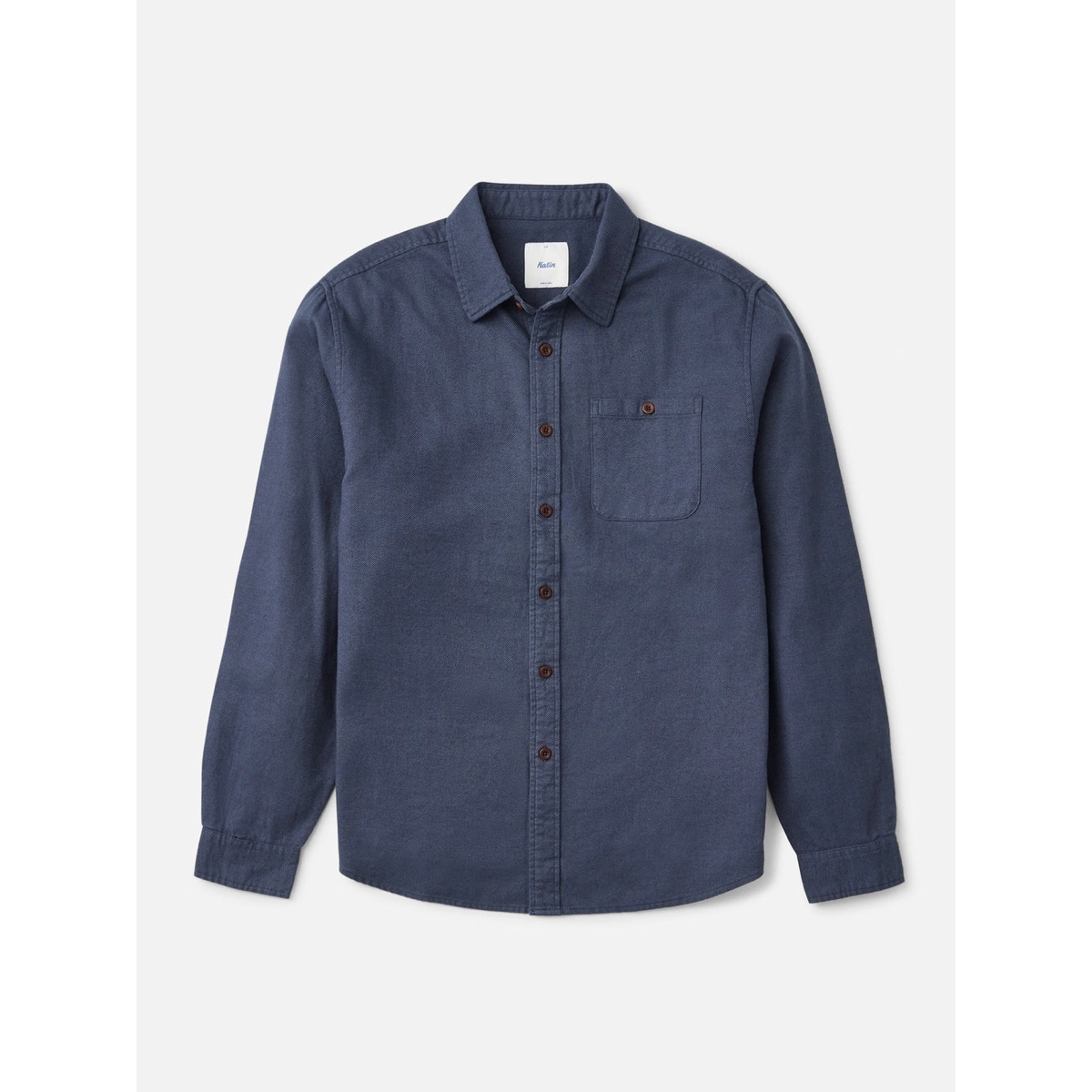 Twiller Flannel Shirt Hemd, Langarmshirt, Jeansblau, Knopfleiste, Brusttasche