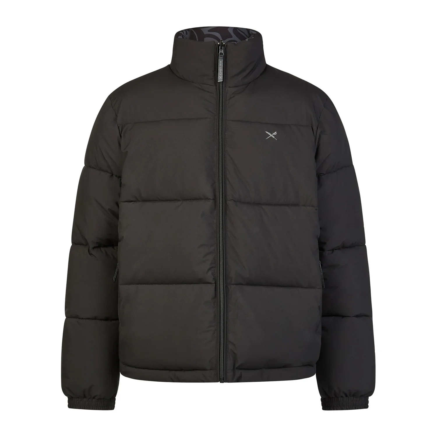Reverser Puffer Jacket Doudoune, noire, col montant, fermeture éclair, matelassage
