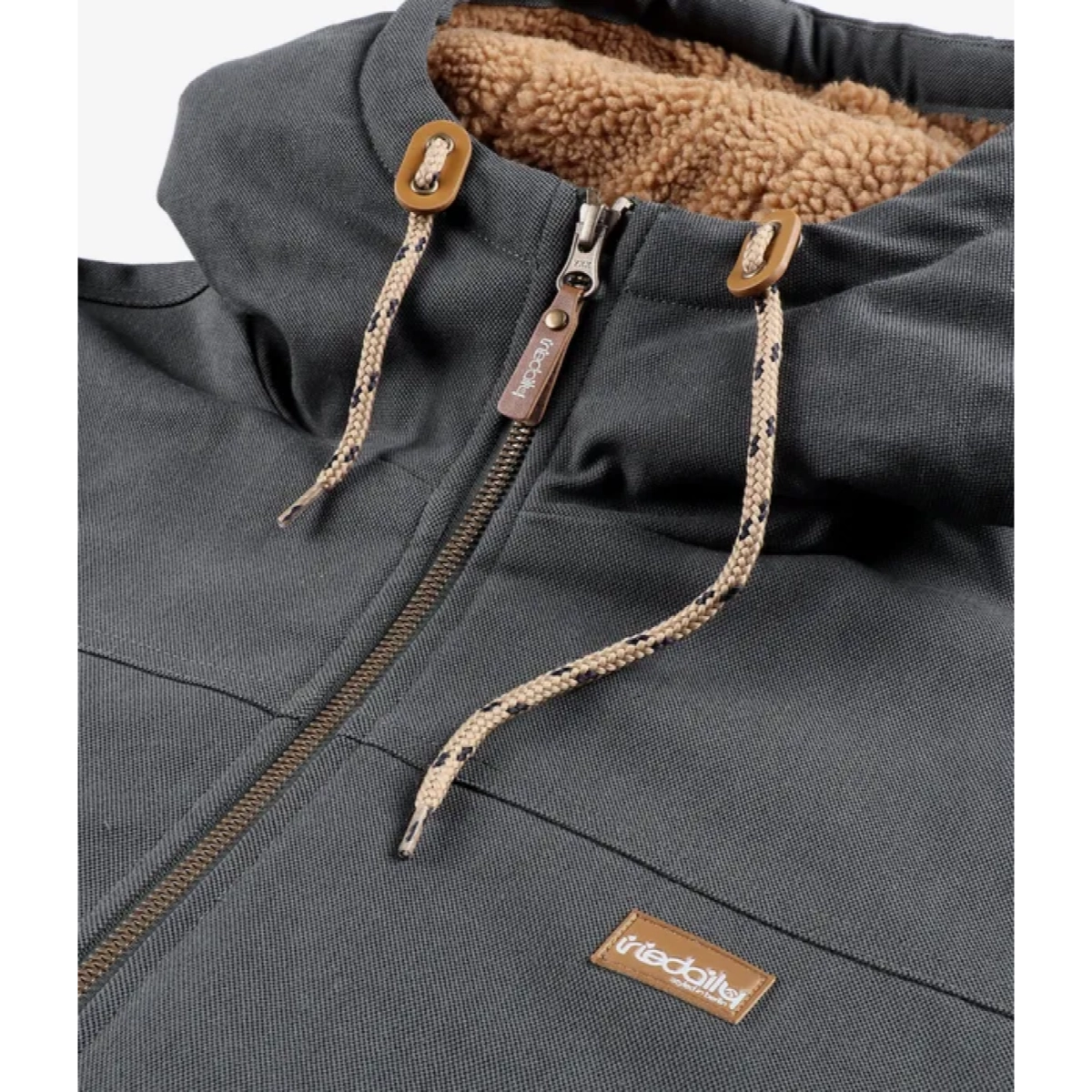 Veste, capuche, fermeture éclair, cordon de serrage, polaire