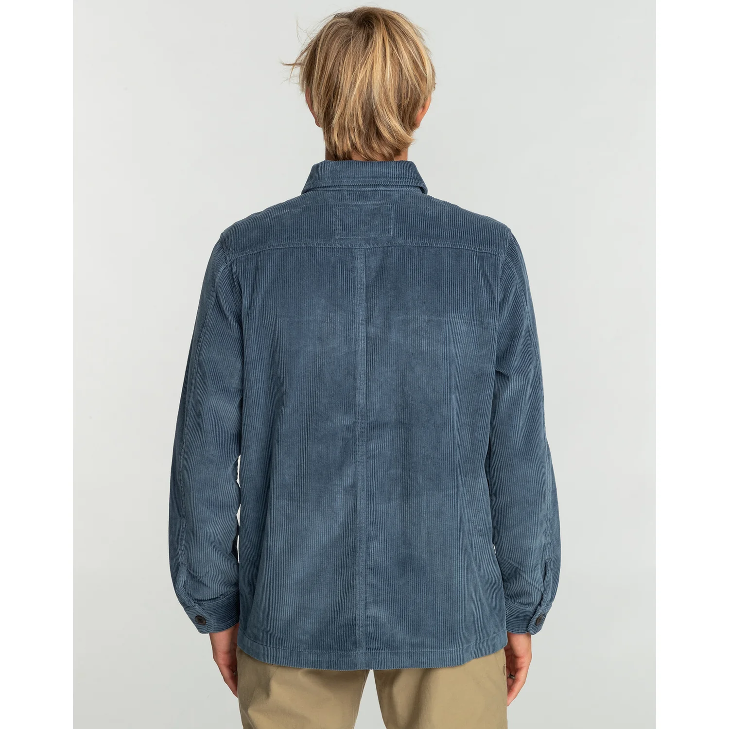 Herrenjacke, Cordstoff, Blau, Hemdkragen, Langarm