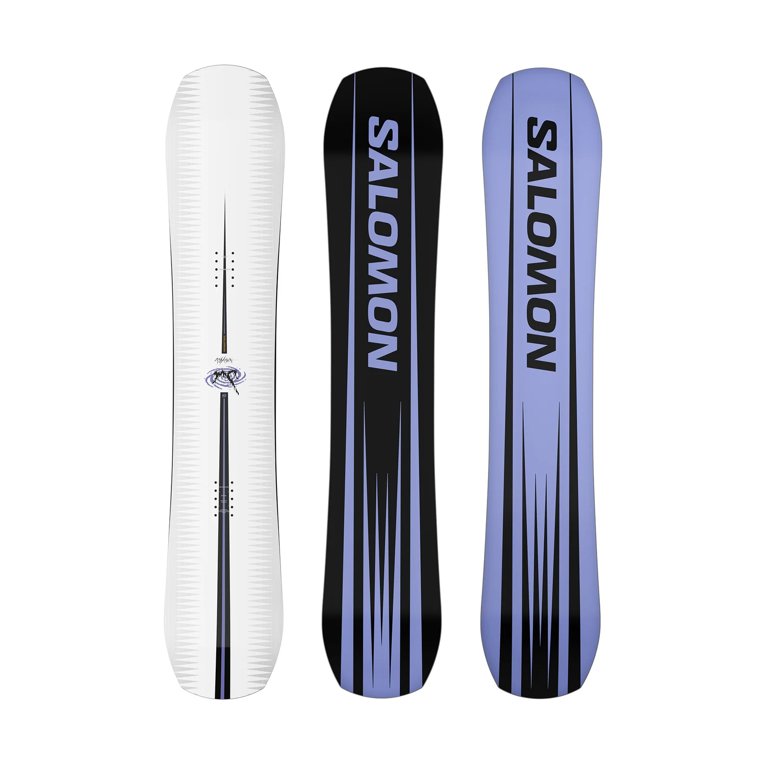 Snowboard, Snowboard-Deck, Weißes Snowboard, Schwarzes Snowboard, Blaues Snowboard, Snowboard, Salomon, Schwarz-violett, Weiß, Directional Twin