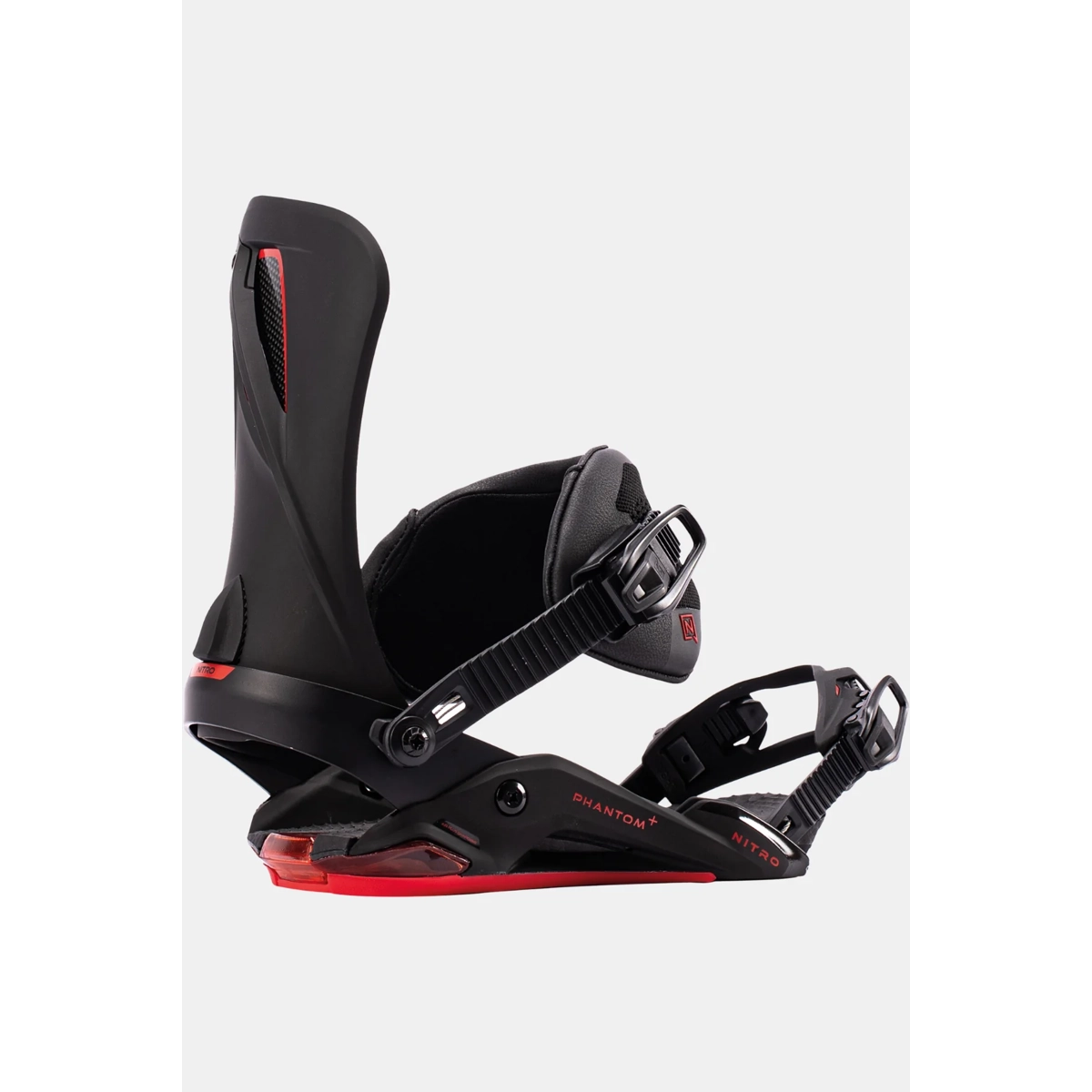 Snowboard-Bindungen, Nebelhorn, Phantom X, Nitro Bindungen, Knöchelriemen, Snowboard-Bindungen, Dunkelgrau, Rote Akzente, Gurtbindungen, Niedrige Bauweise
