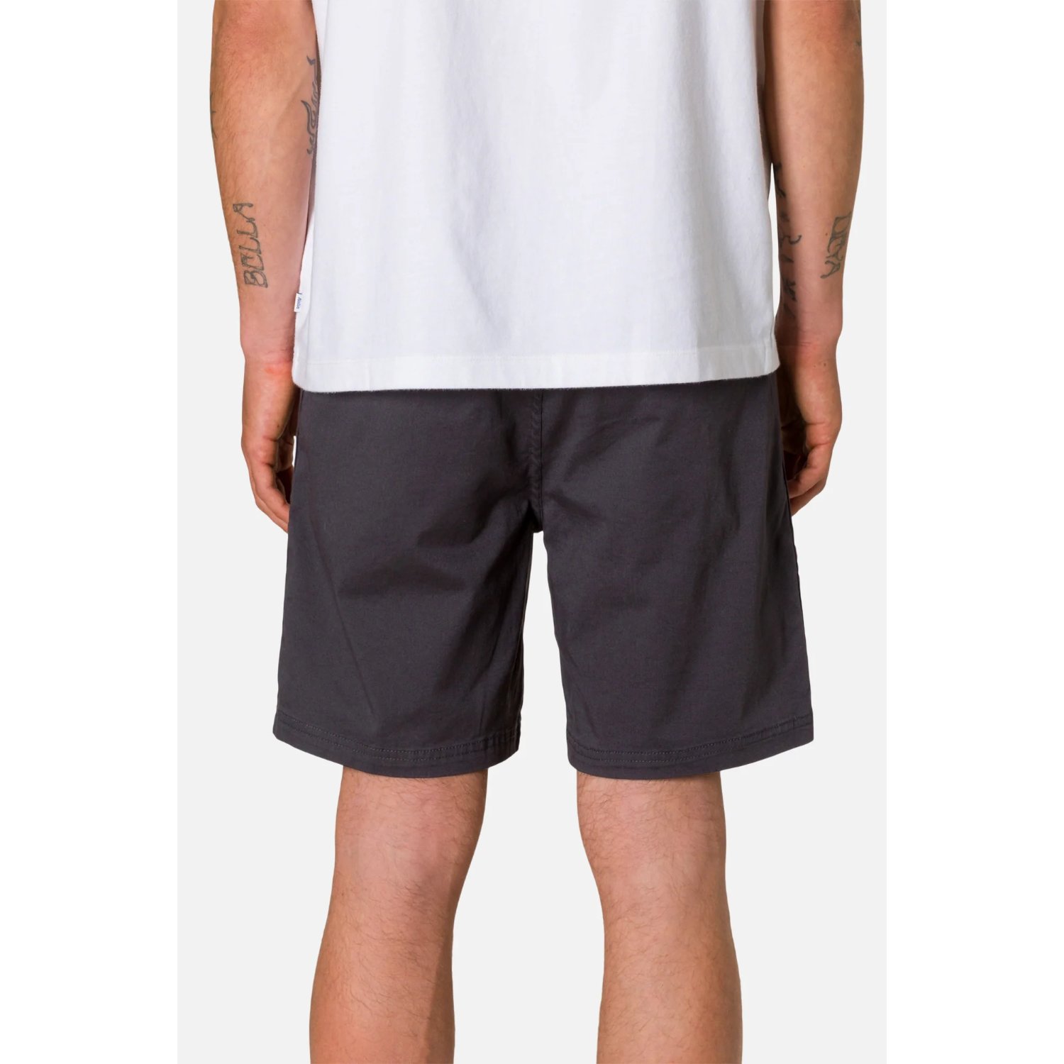 Patio Short Short, style décontracté, longueur genoux, gris foncé, uni