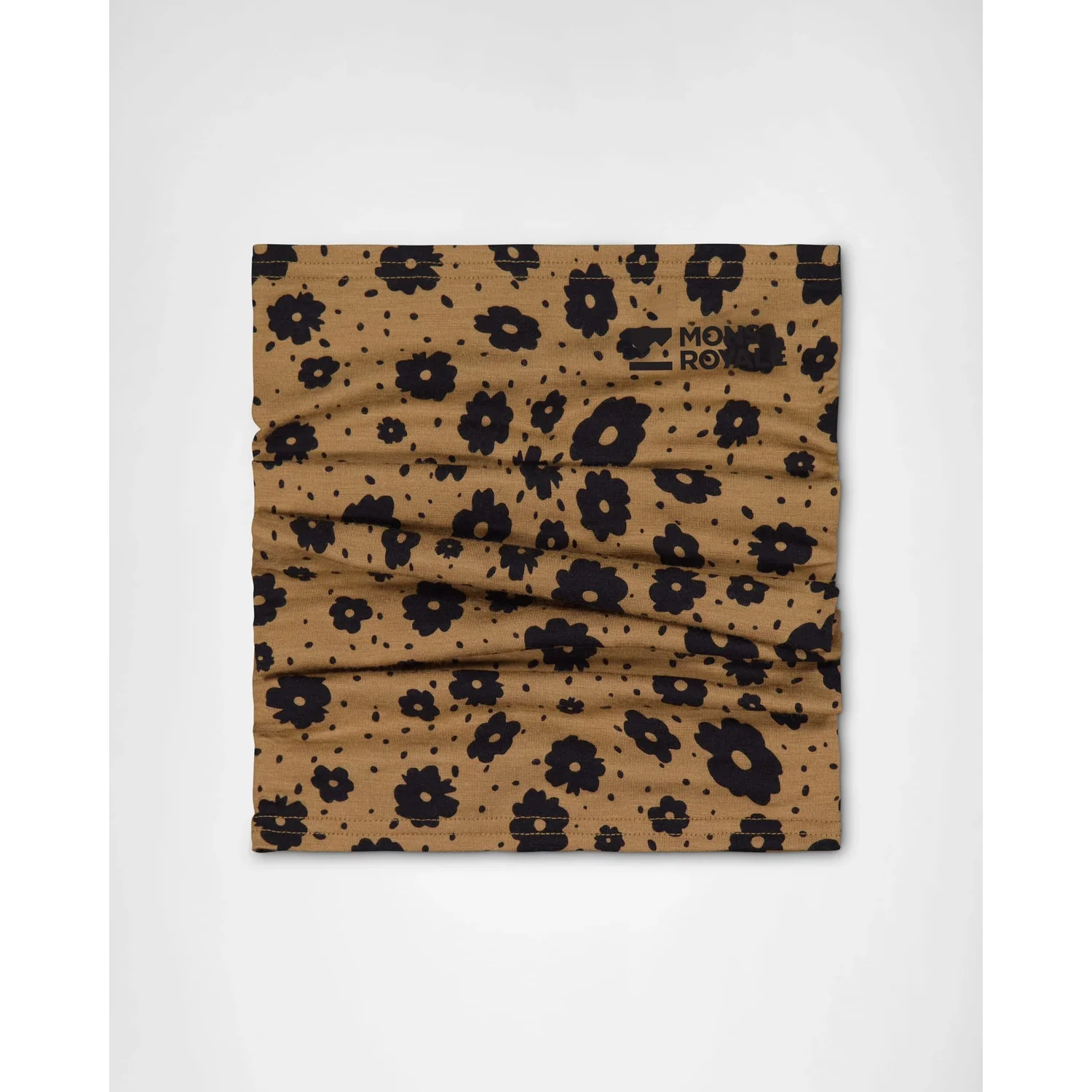 Multifunktionstuch, Schlauchschal, braun-schwarz, Blumenmuster, Stretchstoff