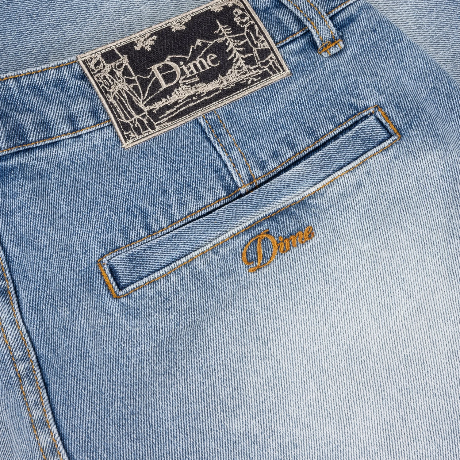 Jeansstoff, Hellblau, Denim, Kontrastnähte, Markenlabel