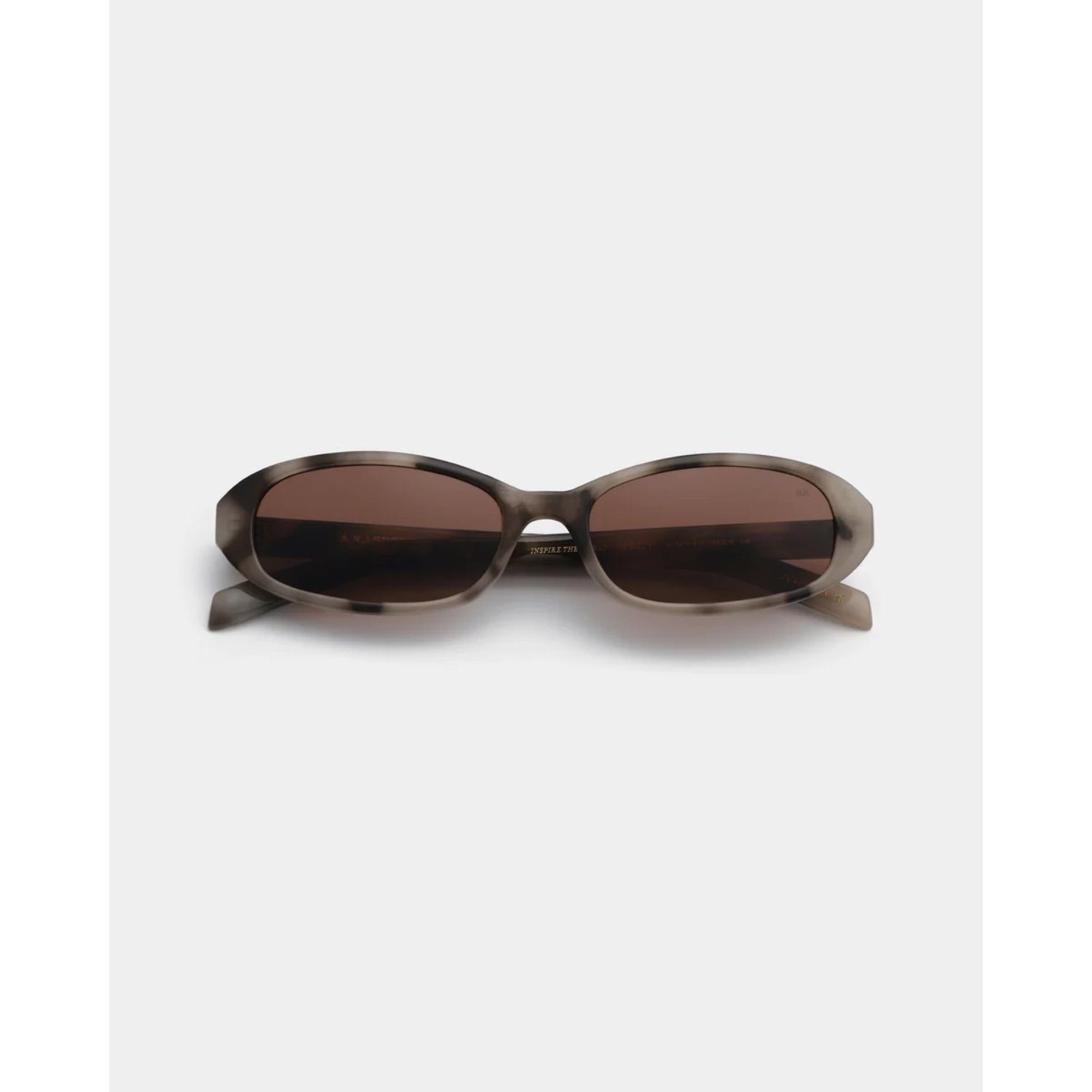 Lunettes de soleil, lunettes, forme ovale, monture translucide, gris-brun