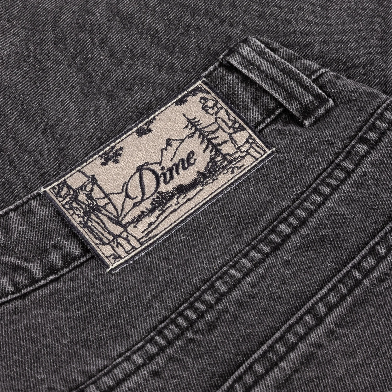 Jeans, Denim, Anthrazit, Ausgewaschen, Etikett