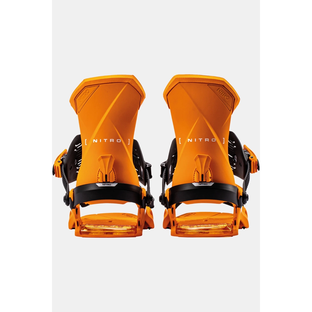 Snowboard Bindings, Orange Bindings, NITRO, Step-in Bindings, Foot Straps, Snowboard Bindings, Orange color, Highbacks, Foot straps, NITRO brand visible