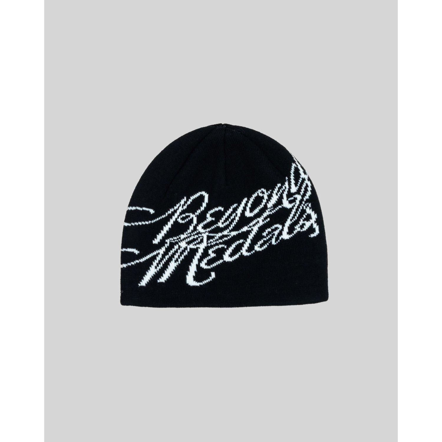 Jacquard Beanie Logo Bonnet, noir, logo en plastique, tricot texturé