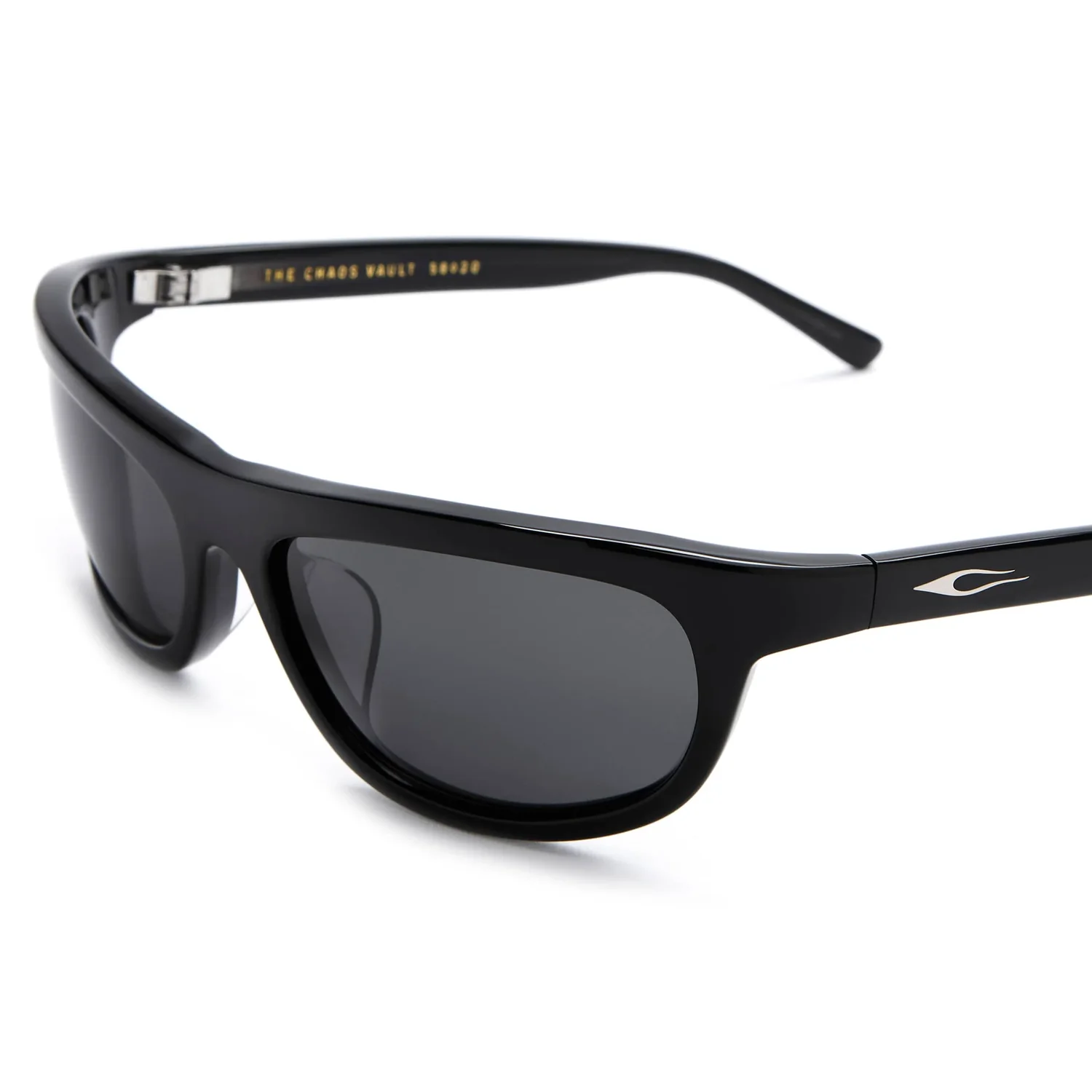 Sonnenbrille, schwarzer Kunststoffrahmen, dunkle Gläser, Vollrandfassung