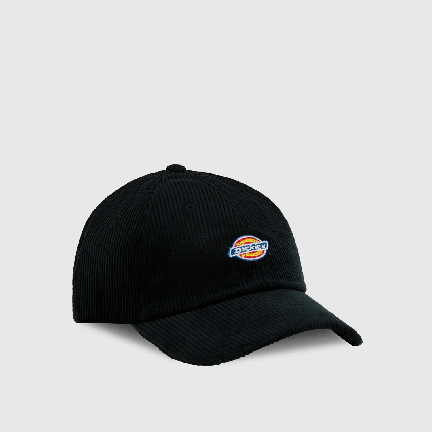 Casquette de baseball, noire, en velours côtelé, visière courbée, écusson avec logo