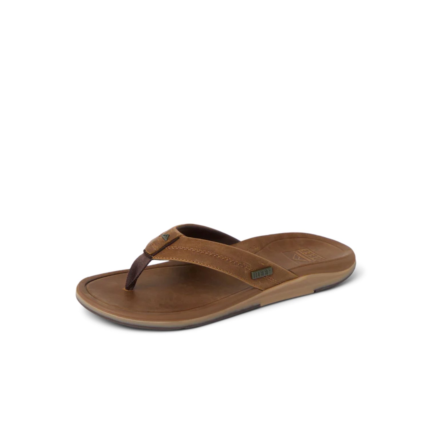 Leather Offshore Sandales, tongs « Flip », en cuir, marron, semelles