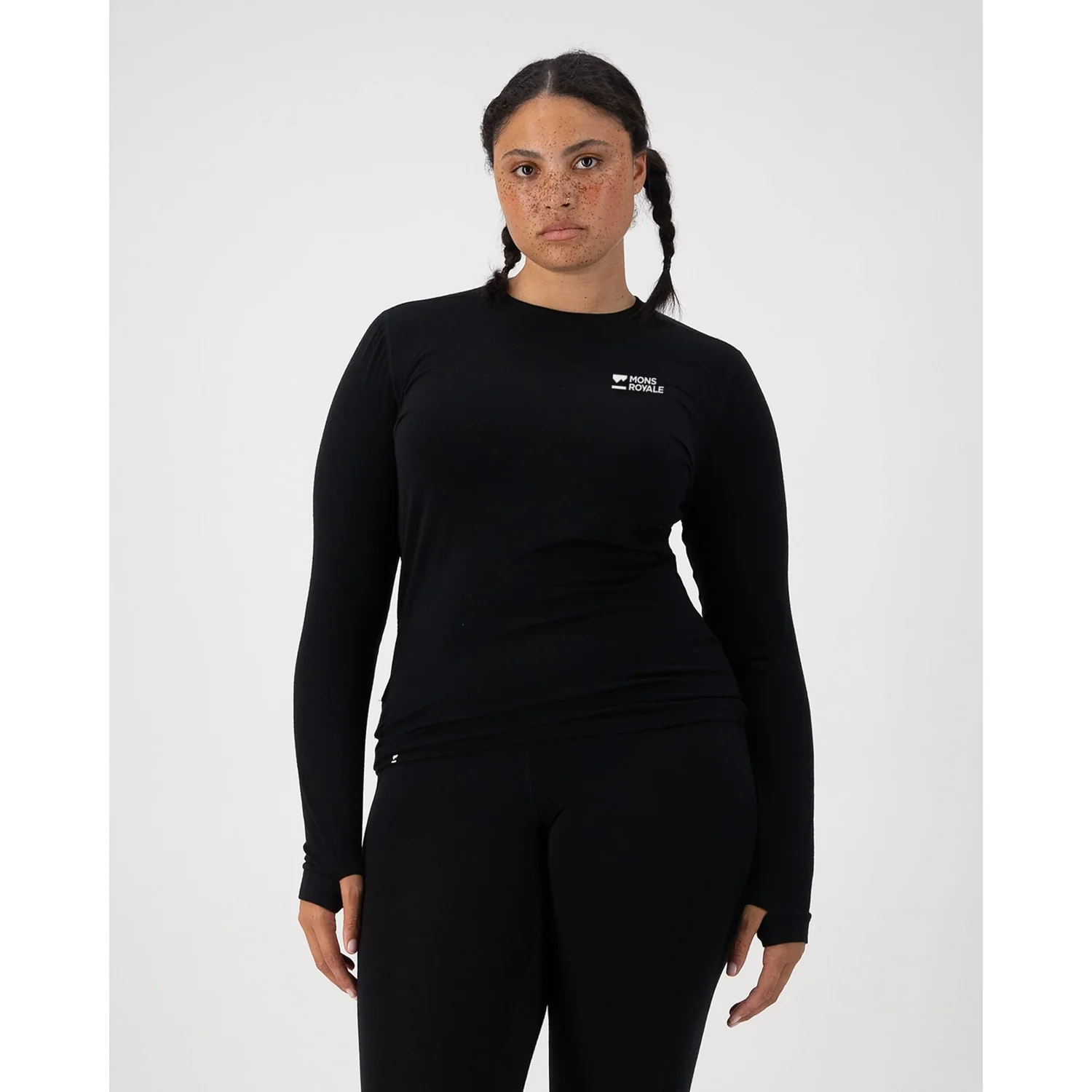 T-shirt à manches longues pour femme, noir, col rond, t-shirt de sport, logo imprimé