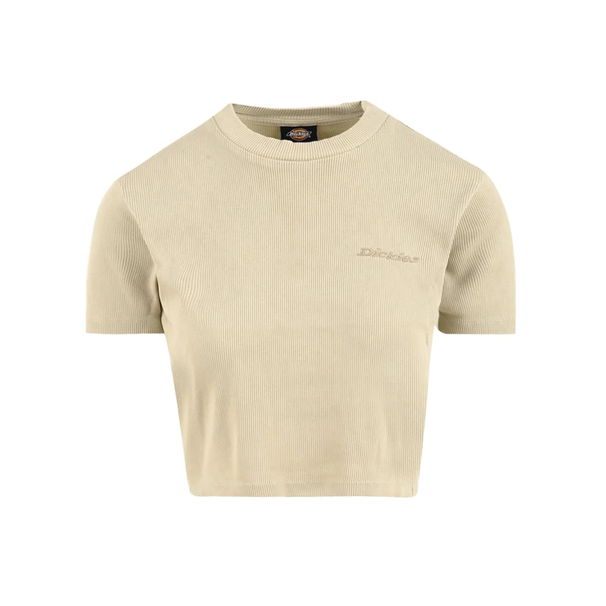 Plentywood Ss Tee W T-Shirt, Rippstruktur, Beige, Kurzarm, Gesticktes Logo