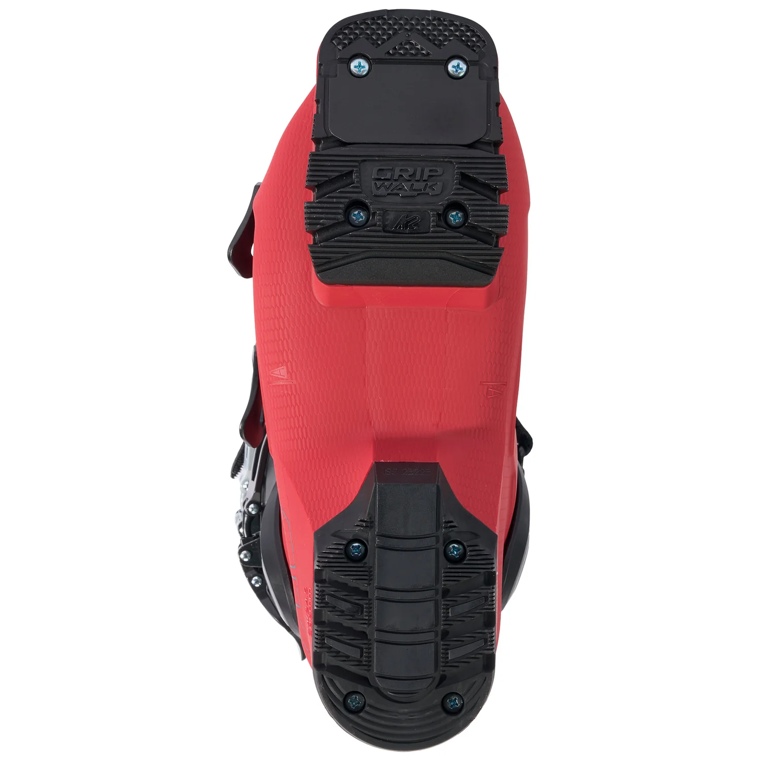 BFC 105 W Skischuhsohle, rote Schale, schwarze GripWalk-Sohle, Profilsohle, Schraubmontage