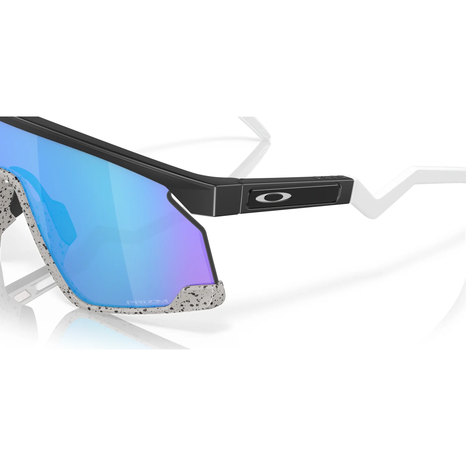 BXTR Lunettes de soleil de sport, verres miroités bleus, monture noire, motif moucheté, verre unique