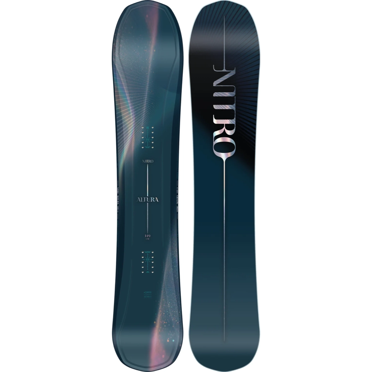 Skis, Twin Tip, carbone, bleu foncé, Nitro, snowboard, backcountry, poudreuse, cambre, illustration