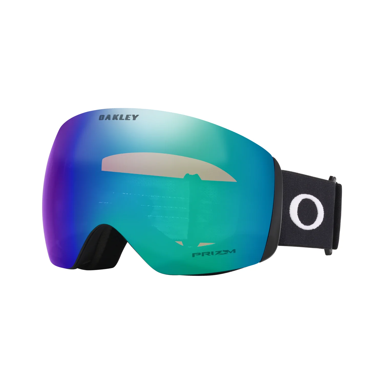 Flight Deck L - Matte Blk Lunettes de ski, verres miroités, dégradé bleu-vert, bandeau noir, design sans monture